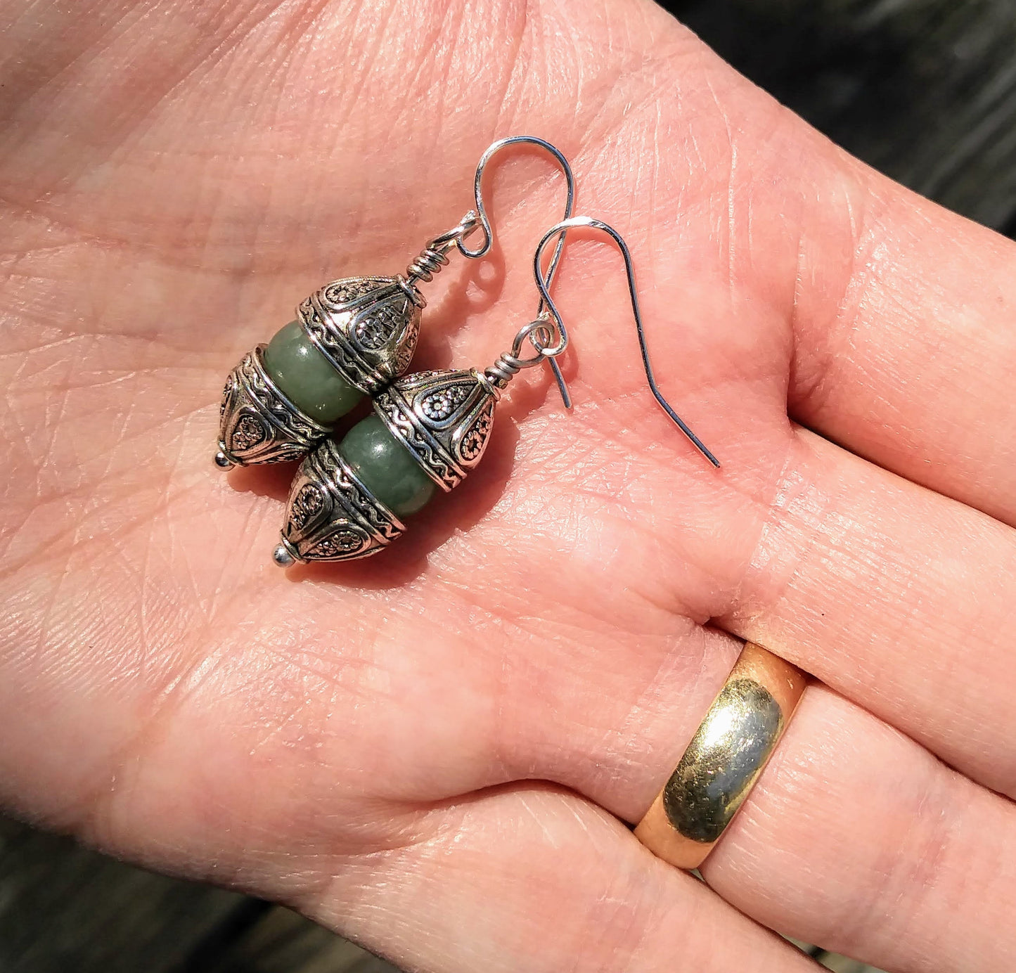 Medieval Gothic Cathedrals Green Aventurine Dangle Earrings