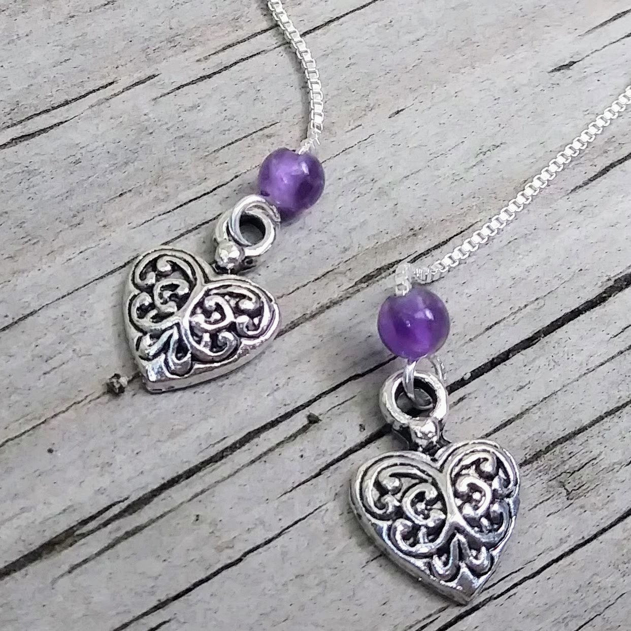Heart Charm Threader Earrings with Chakra Gemstone Set - 4 inch 0.925 Sterling Silver Threads