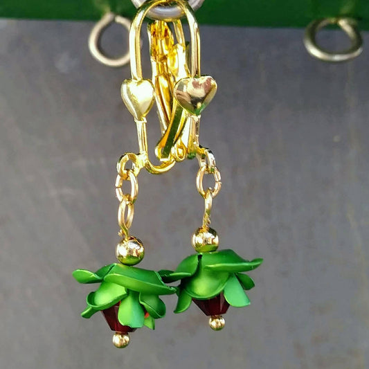 Austrian Crystal Red Rose Drop Earrings