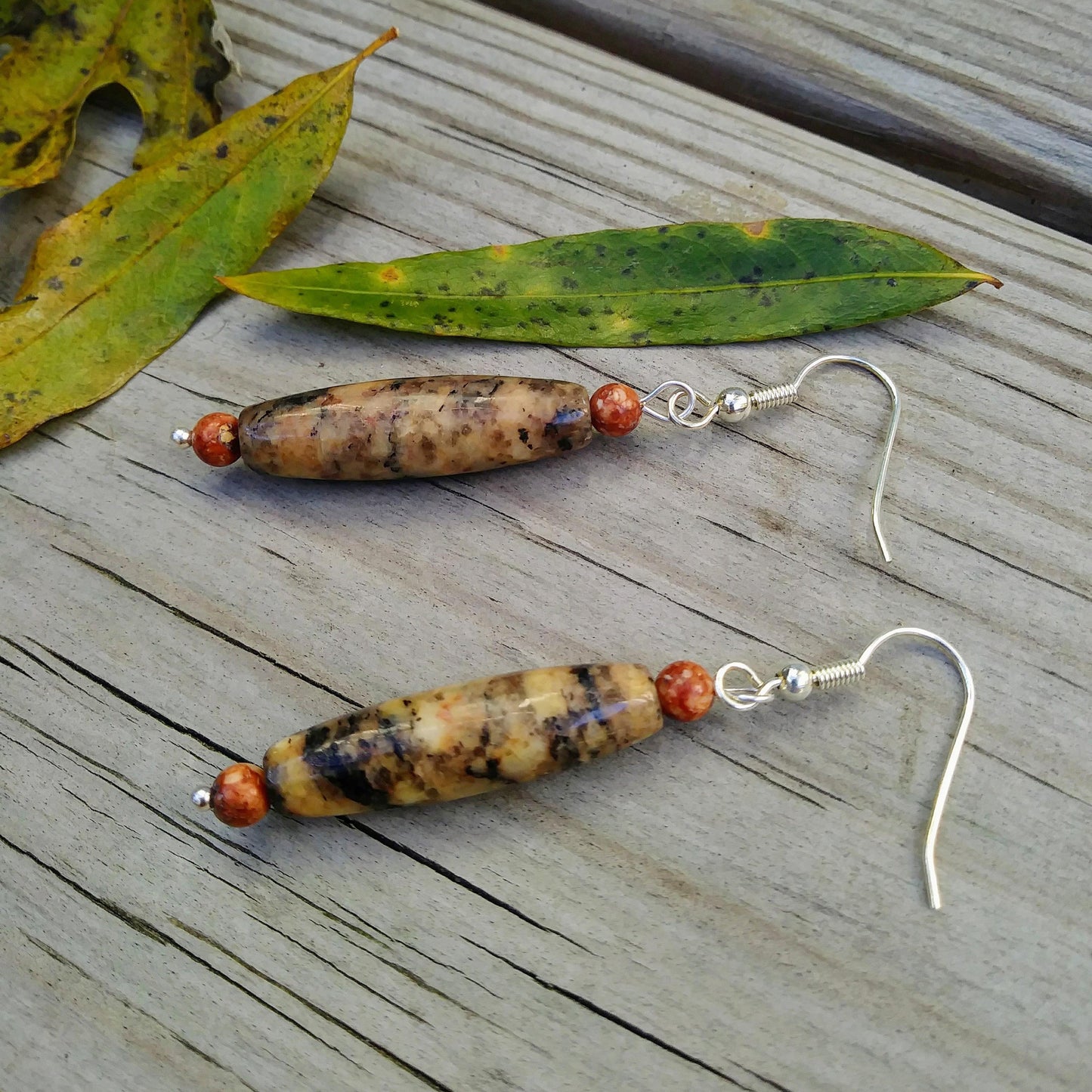 Autumn Spikes Burnt Orange & Brown Stone Dangle Earrings
