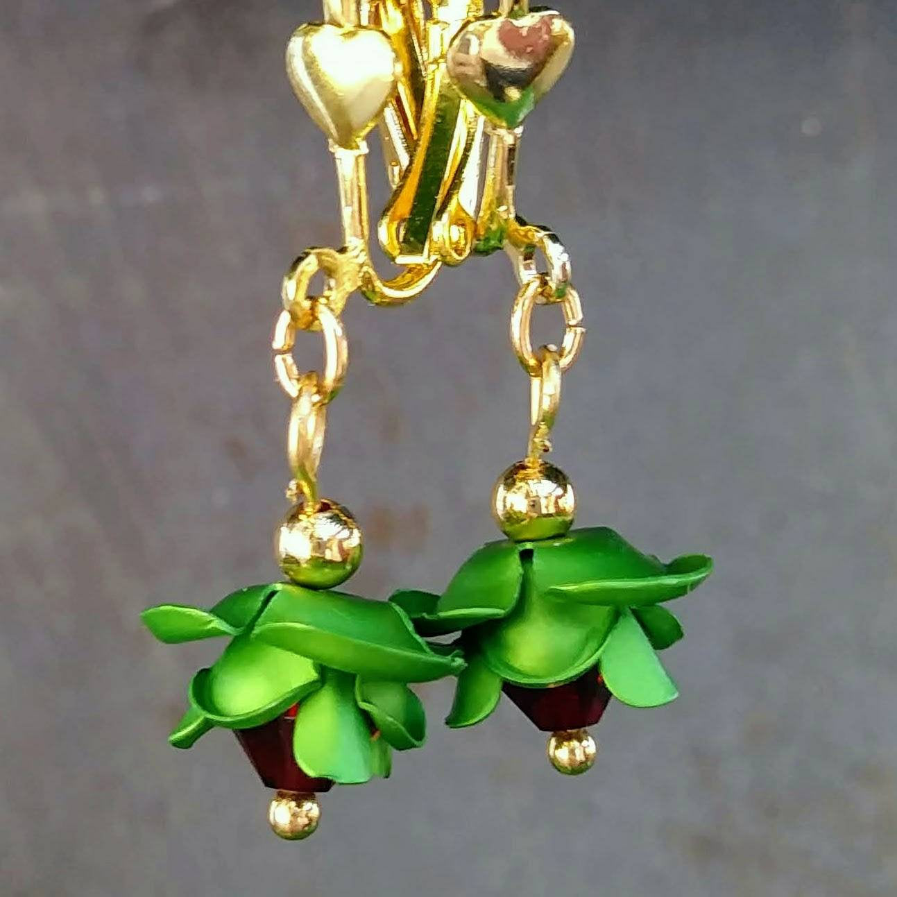 Austrian Crystal Red Rose Drop Earrings