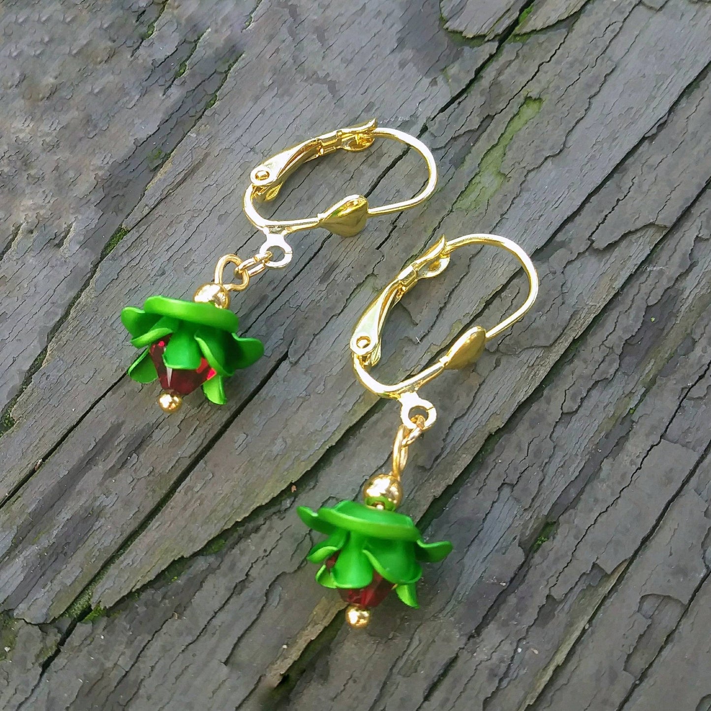 Austrian Crystal Red Rose Drop Earrings