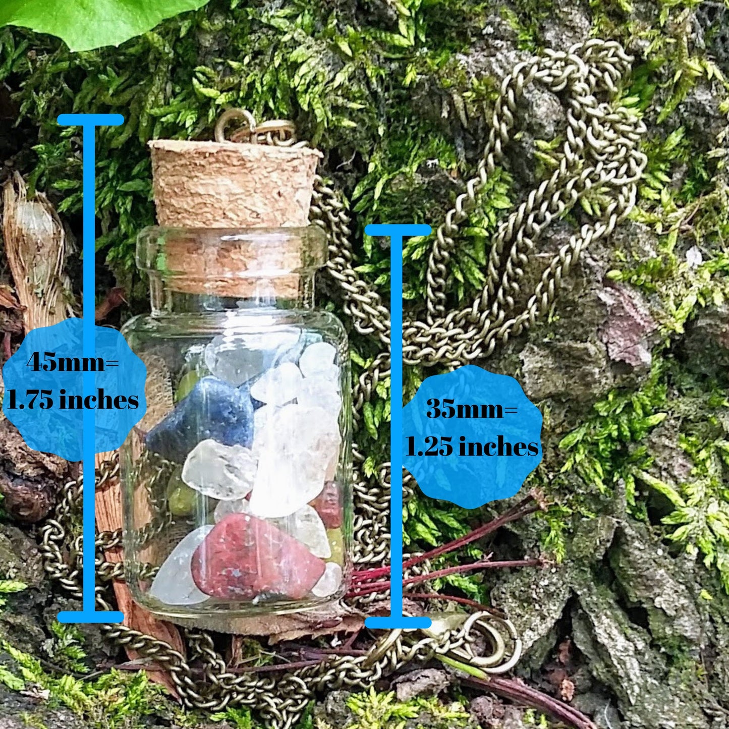 Natural Citrine Corked Glass Bottle Pendant Necklace