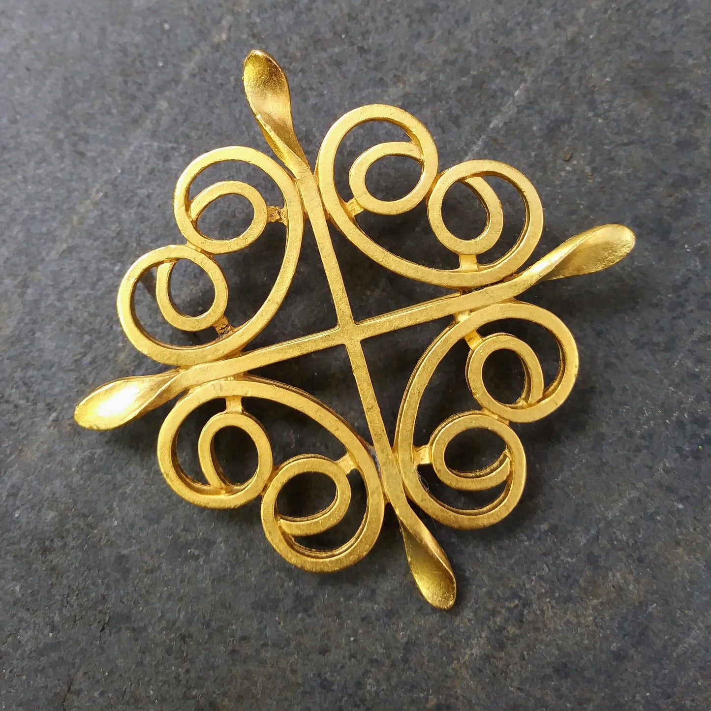 Goldtone Cross Vintage Brooch