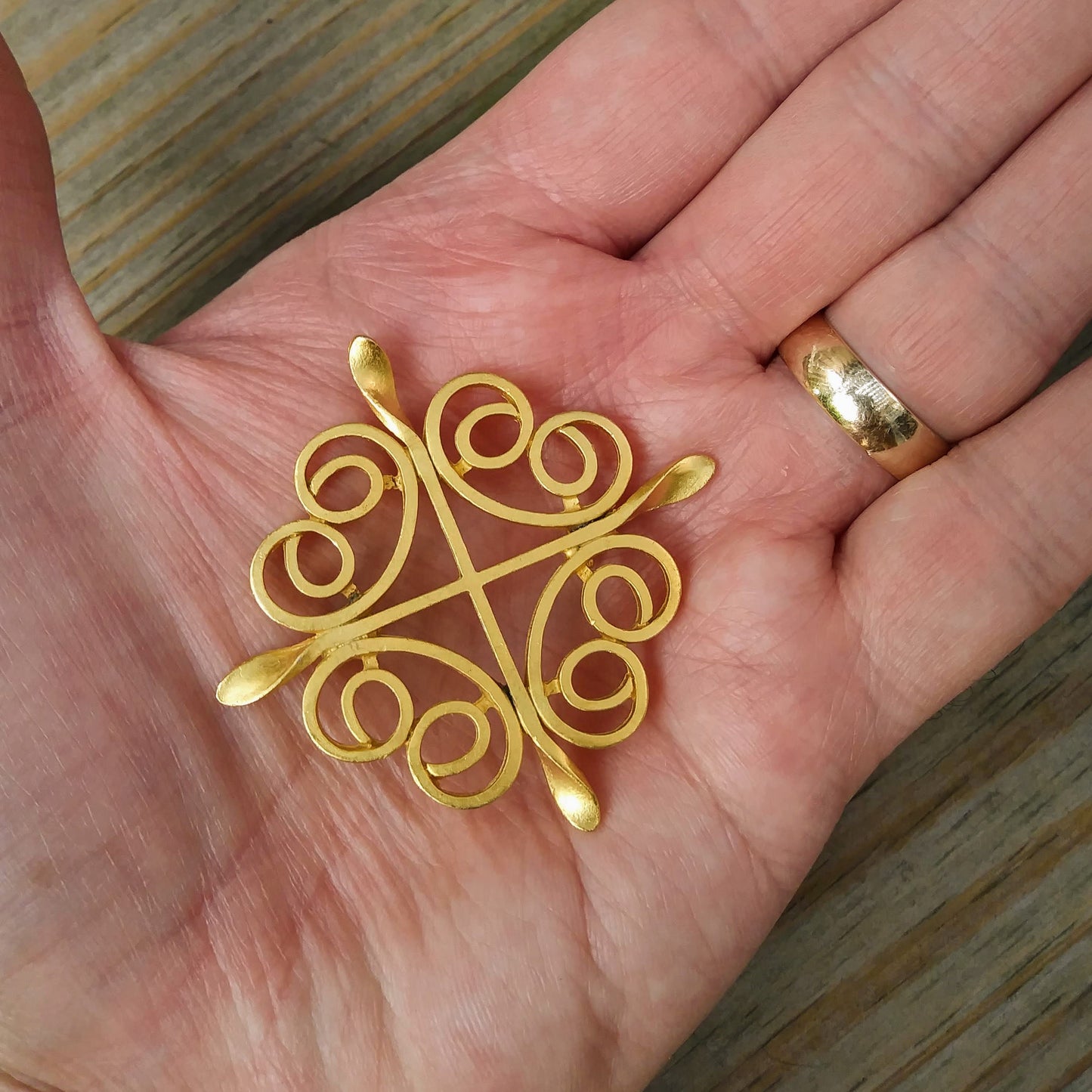 Goldtone Cross Vintage Brooch