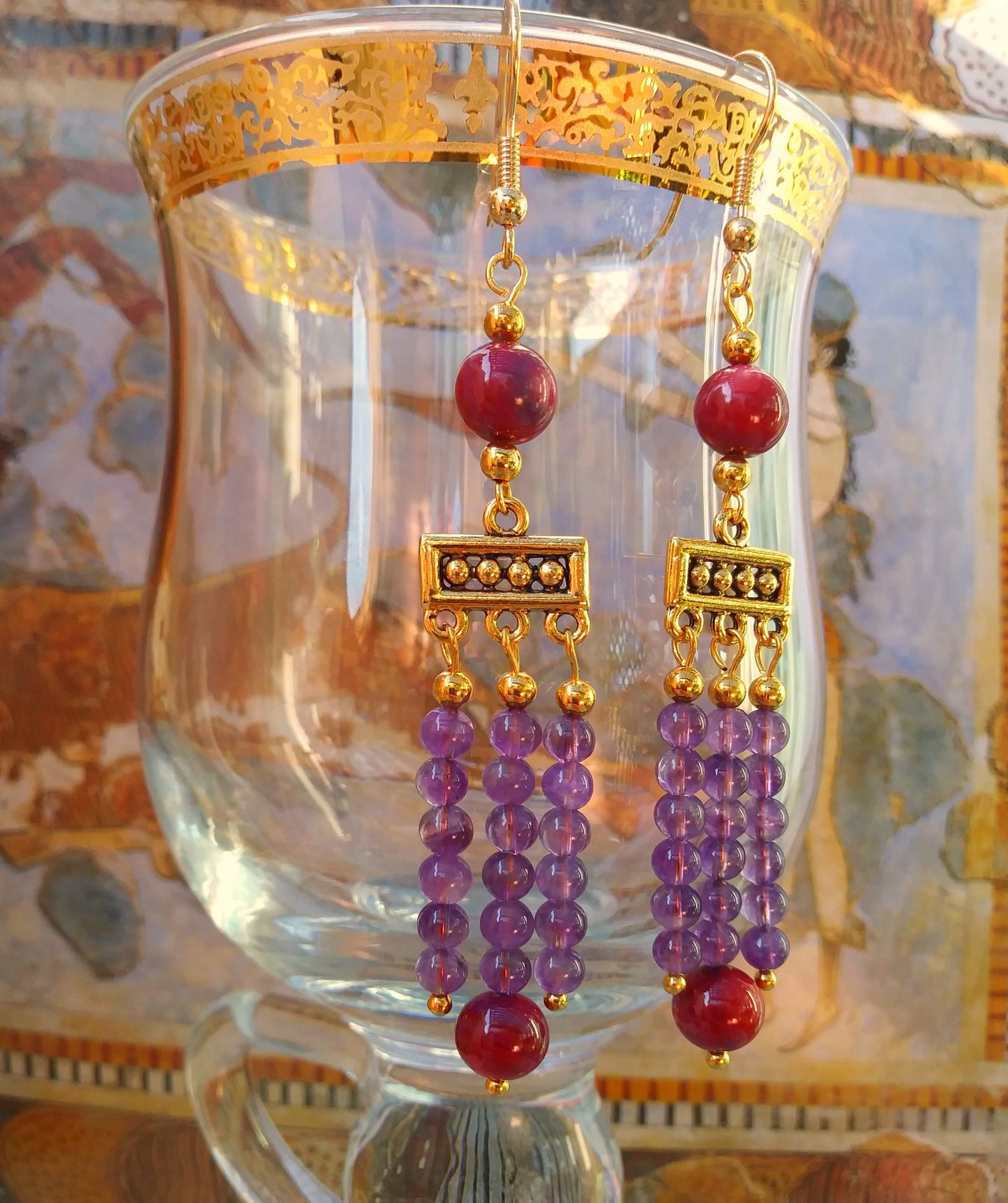 Minoan Falls Amethyst Earrings