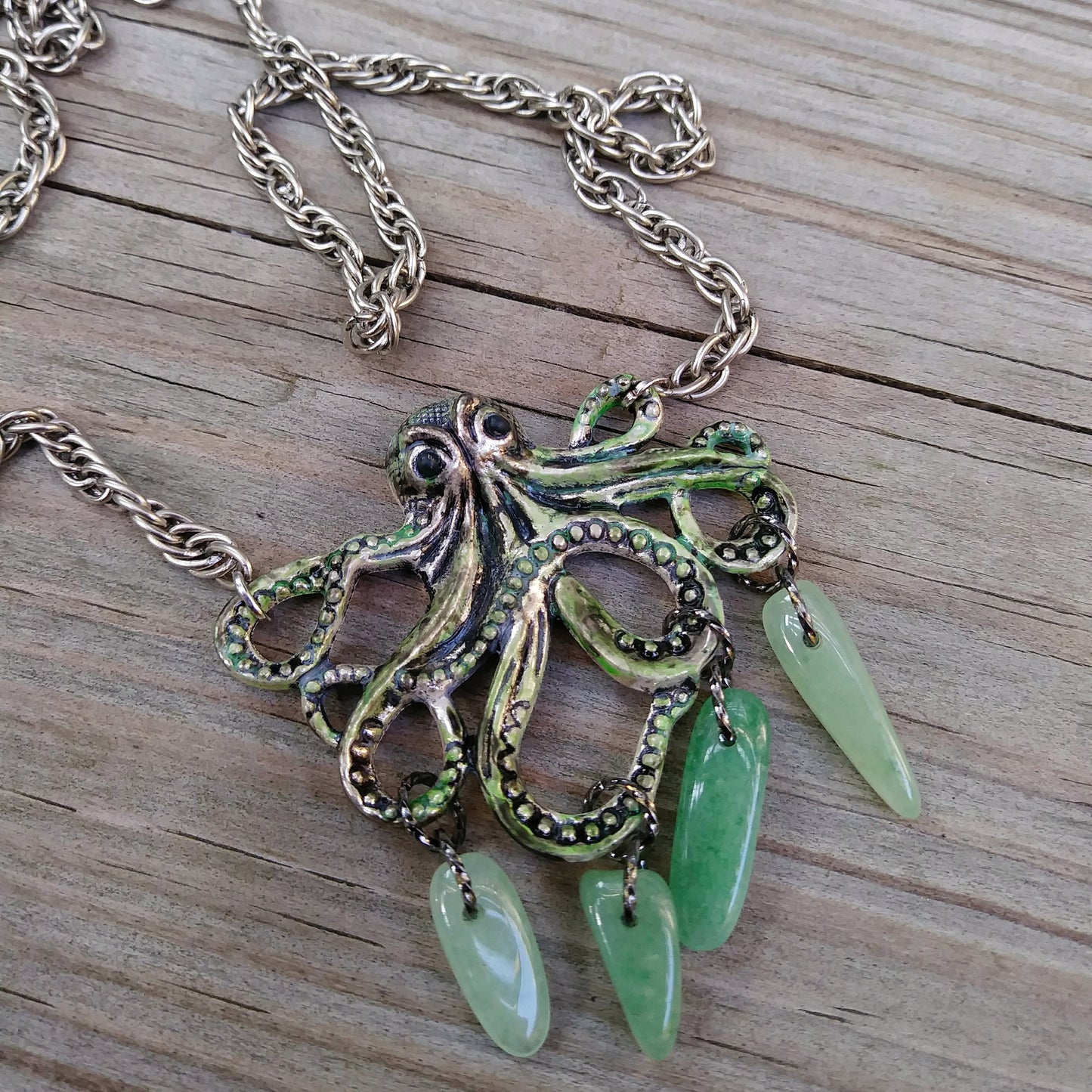 Ghosts of the Deep Octopus Pendant with Green Aventurine