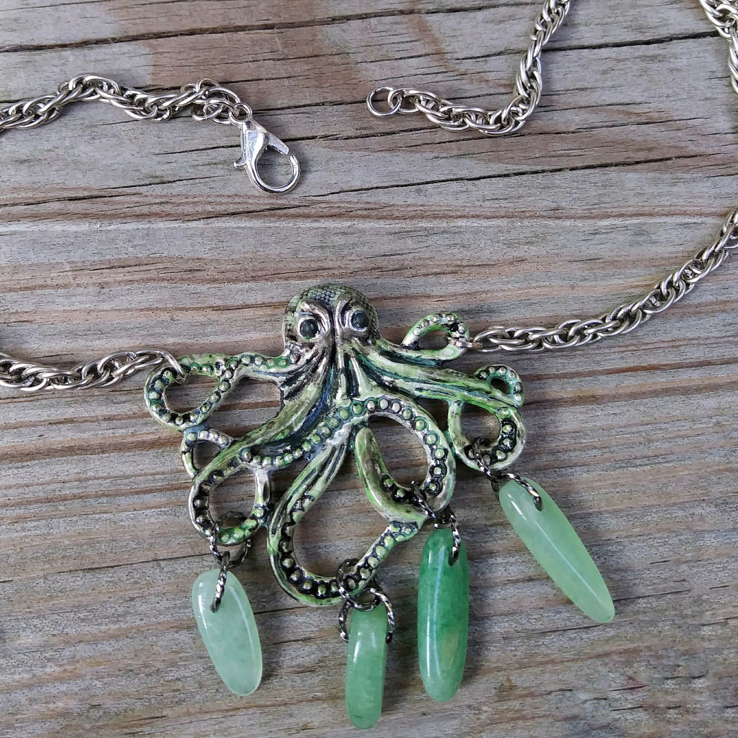 Ghosts of the Deep Octopus Pendant with Green Aventurine